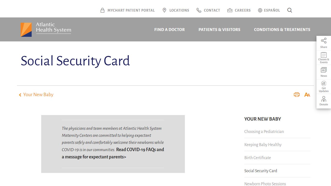 Social Security Card for Newborn - Atlantic Health